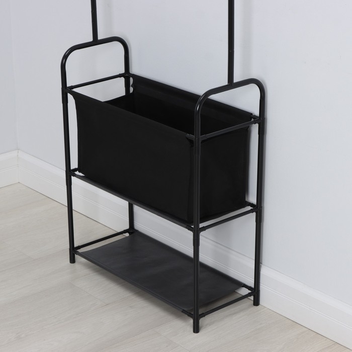 Вешалка - стойка напольная для одежды LaDо́m, с полками для хранения, 60&times;26&times;160 см, цвет чёрный