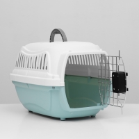 Переноска для животных пластиковая с металлической дверью 47х32,5х30 см, вес до 9 кг, голубая 9343 Переноска для животных пластиковая с металлической дверью 47х32,5х30 см, вес до 9 кг, голубая 9343
