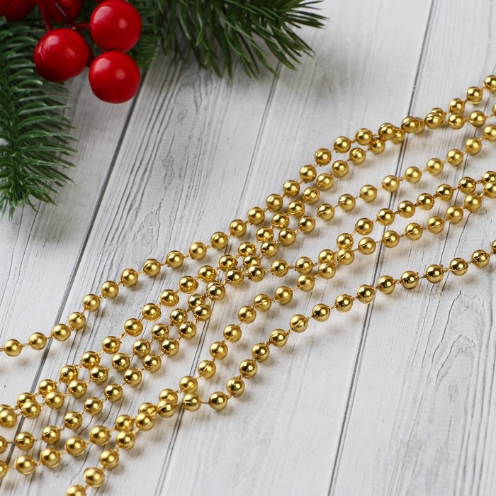 Бусы на ёлку 2,7 м d-4 мм "Шарики" микс