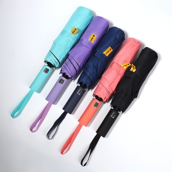 Зонт автоматический &laquo;Однотон&raquo;, эпонж, 3 сложения, 8 спиц, R = 50/58 см, D = 116 см, цвет МИКС