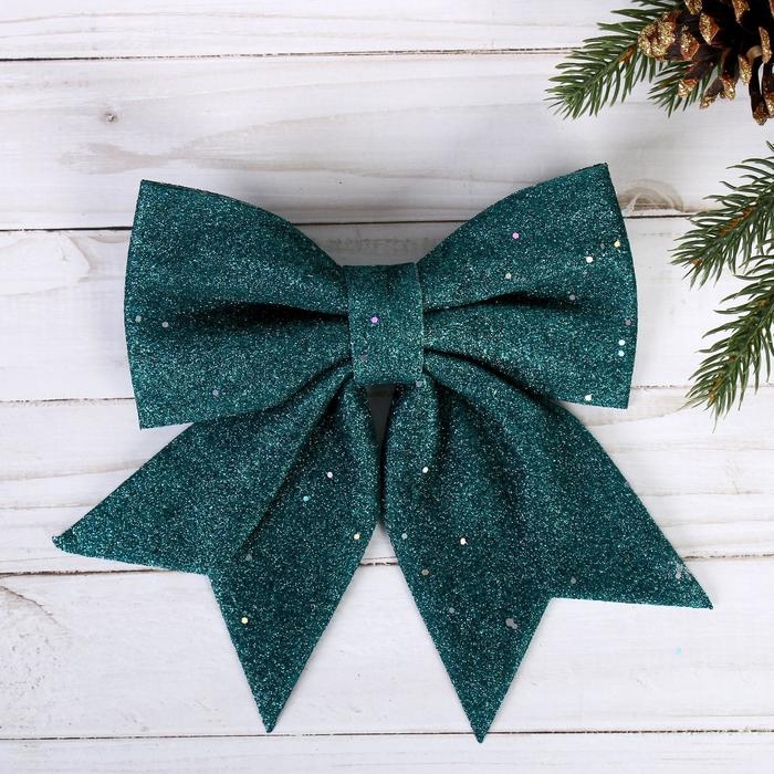 Ёлочная игрушка &laquo;Зимнее волшебство. Бант блеск&raquo; пластик, 20х18 см, зелёный