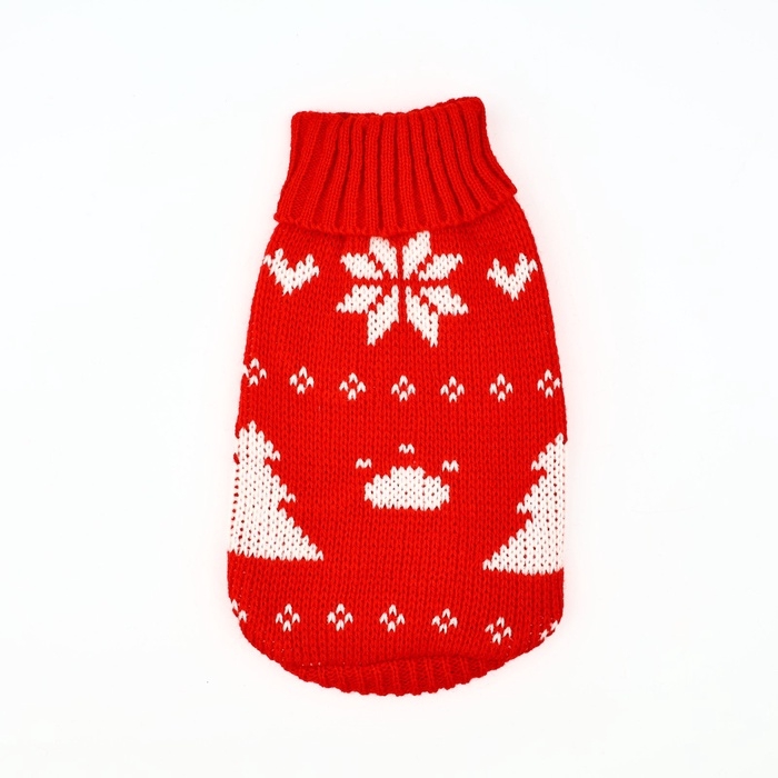 Одежда для собак. Свитер вязаный с орнаментом &laquo;Новогодний&raquo;, красный, размер S