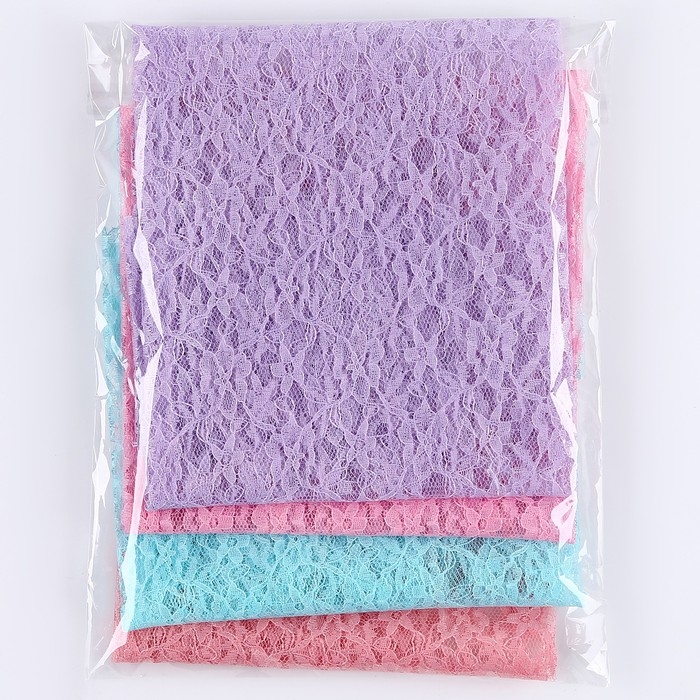 Набор лоскутов для рукоделия, гипюр, 4 шт.: розовый, коралл, сиреневый, мятный, 50 &times; 50 см