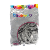 Шар латексный 12", зеркальный, хром, набор 50 шт., серебро