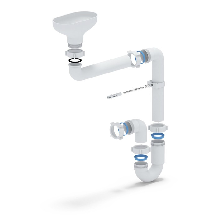 Сифон для мойки Сифон для мойки "АНИ Пласт" DR5000, 1 1/2" х 40 мм, прямоточный, с разрывом струи, смещенный