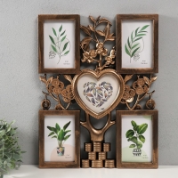 Фоторамка пластик на 5 фото 10х15 13х12 "Денежное дерево" темное золото 45х35х2,5 см Фоторамка пластик на 5 фото 10х15 13х12 "Денежное дерево" темное золото 45х35х2,5 см