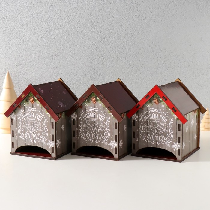Чайный домик "Новогодние пожелания" 10,5х9,5х12 см МИКС