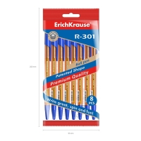 Набор ручек шариковых ErichKrause R-301 Amber Stick, 8 штук, узел 0.7 мм, цвет чернил синий