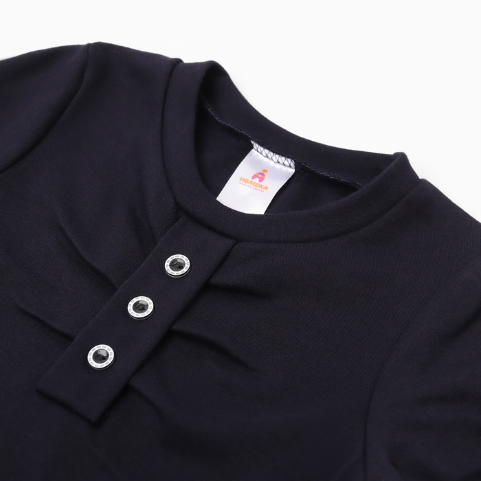 Лонгслив для девочки, цвет темно-синий, рост 134 Лонгслив для девочки, цвет темно-синий, рост 134