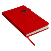 Ежедневник недатированный А5, 136 листов PREMIER, твёрдая обложка, искусственная кожа, ляссе, магнитный хлястик, бежевый блок 70 г/м2, красный