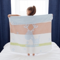 Полотенце детское Крошка Я &laquo;Оленёнок&raquo; 95х100&plusmn;5 см, цвет голубой, 100% хлопок, 280 г/м2