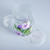 Набор для сока с подносом "Ирис" художественная роспись, 6 стаканов 1250/200 мл, белый матов Набор для сока с подносом "Ирис" художественная роспись, 6 стаканов 1250/200 мл, белый матов