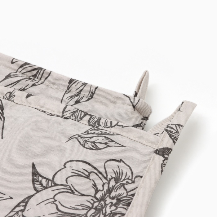 Набор Варежка-прихватка, прихватка Этель "Black flowers" 100% х/л, саржа 190 г/м2