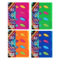 Блокнот на гребне А6, 100 листов, линия, обложка пластик, с разделителями "Листья", МИКС Блокнот на гребне А6, 100 листов, линия, обложка пластик, с разделителями "Листья", МИКС