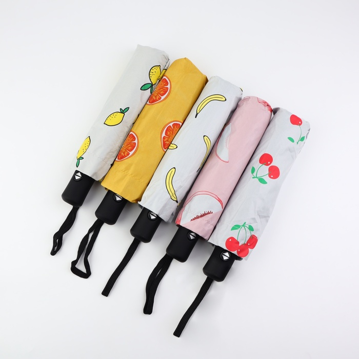 Зонт автоматический &laquo;Summer fruit&raquo;, ветроустойчивый, 3 сложения, 8 спиц, R = 48/55 см, D = 110 см, цвет МИКС