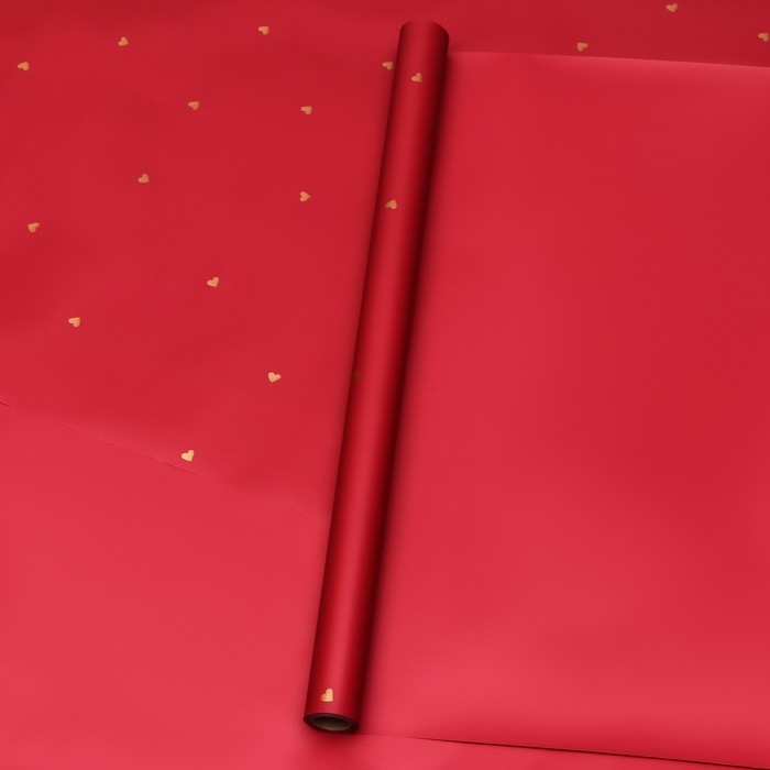 Пленка для цветов, 57см х10 м, "Сердечки", винная, 65 микрон