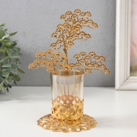 Подсвечник металл, стекло на 1 свечу "Ветви деревца" d=4,7 см, золото 12,3х13,5х20 см Подсвечник металл, стекло на 1 свечу "Ветви деревца" d=4,7 см, золото 12,3х13,5х20 см