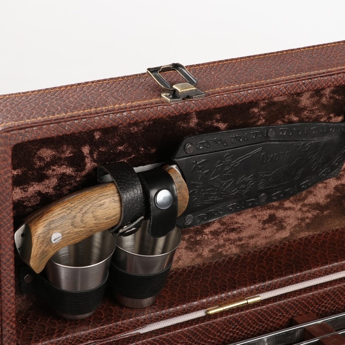 Набор с шампурами подарочный Набор с шампурами подарочный "Элит-М" в коробке из эко-кожи №11