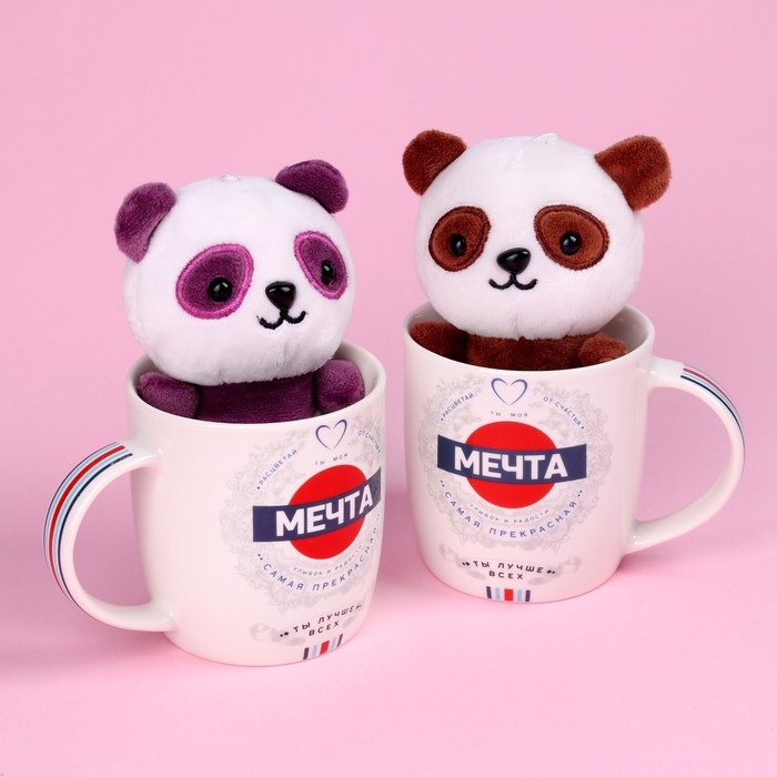 Набор &laquo;Мечта&raquo;, мягкая игрушка в кружке, панда, цвета МИКС