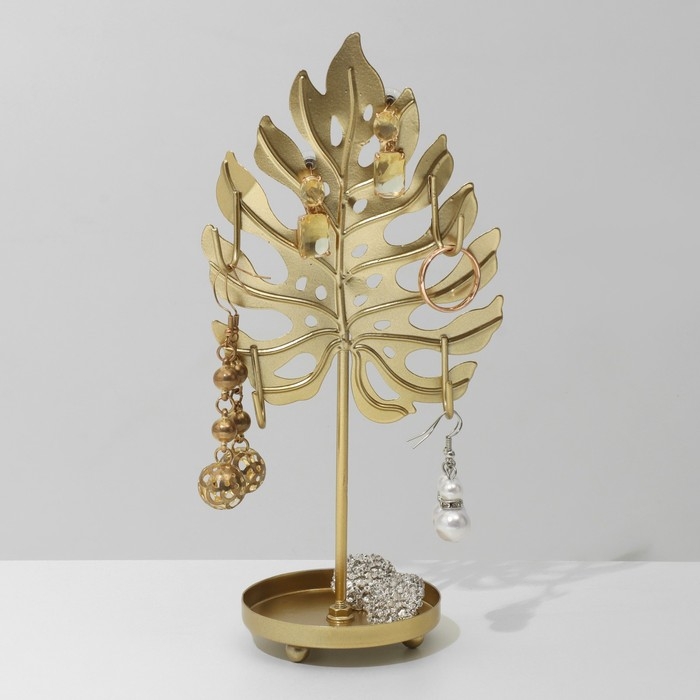 Подставка для украшений &laquo;Монстера&raquo; 6,5&times;6,5&times;20 см, цвет золото