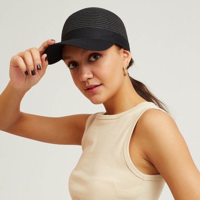 Кепка женская плетеная MINAKU цвет чёрный, размер 56-58 Кепка женская плетеная MINAKU цвет чёрный, размер 56-58