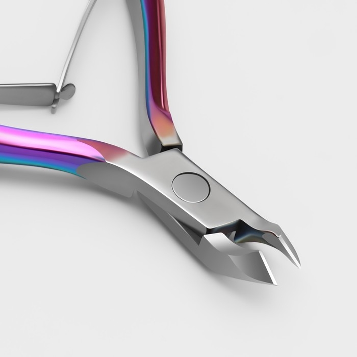 Кусачки маникюрные для кутикулы, изогнутое лезвие, двойная пружина, 10,5 см, длина лезвия - 5 мм, цвет хамелеон Кусачки маникюрные для кутикулы, изогнутое лезвие, двойная пружина, 10,5 см, длина лезвия - 5 мм, цвет хамелеон