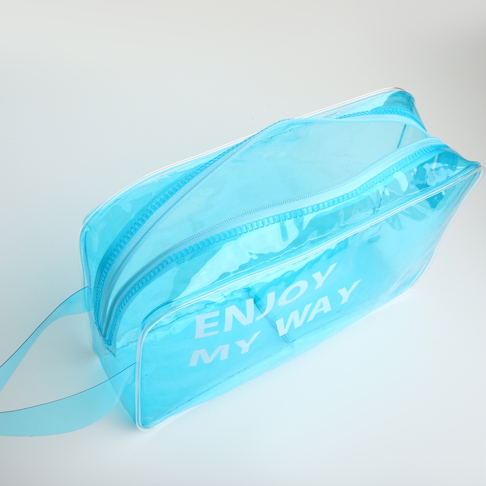 Косметичка на молнии, цвет голубой