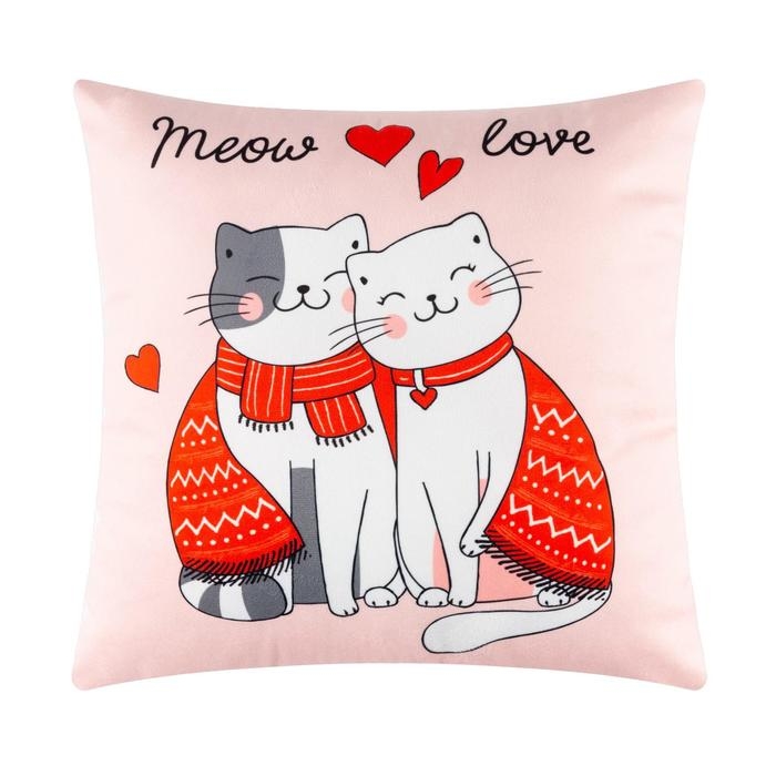 Подушка новогодняя Этель Meow love, 40х40 см, велюр, 100% п/э Подушка новогодняя Этель Meow love, 40х40 см, велюр, 100% п/э