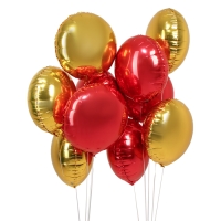 Набор фольгированных шаров 18" круг &laquo;Красно-золотой&raquo; 10 шт.