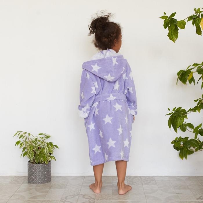 Халат махровый детский Крошка Я &laquo;Звездочки&raquo; размер 32, цвет лаванда, 100% хлопок 360 г/м2