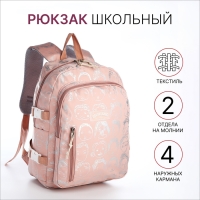 Рюкзак школьный из текстиля на молнии, 4 кармана, цвет розовый