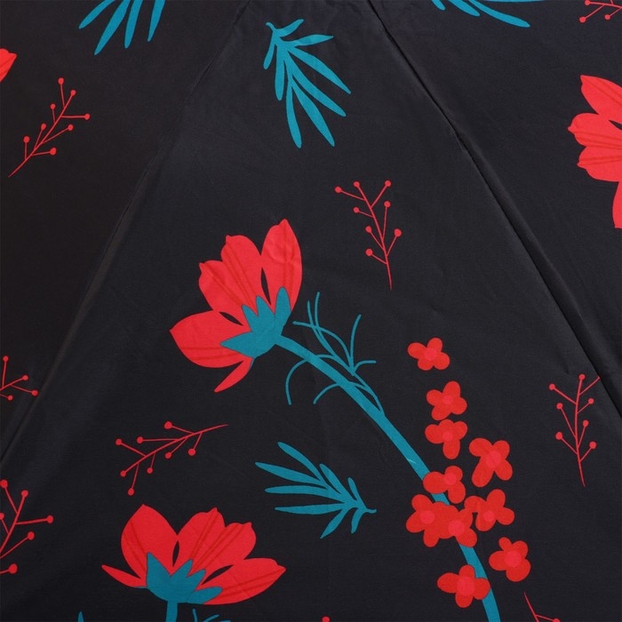 Зонт женский &laquo;Красные цветы&raquo;, 6 спиц, складывается в размер телефона.