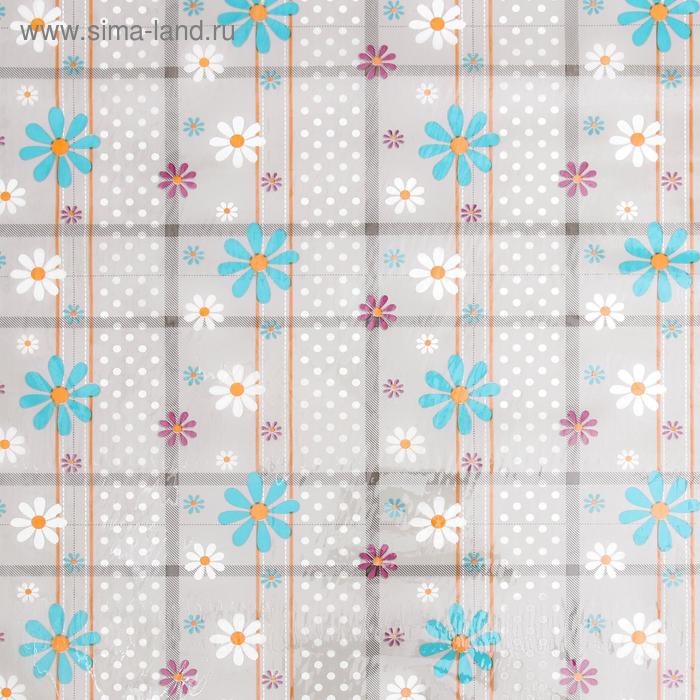 Клеёнка ПВХ &laquo;Ромашки&raquo;, рулон 30 метров, ширина 137 см, толщина 0,08 мм