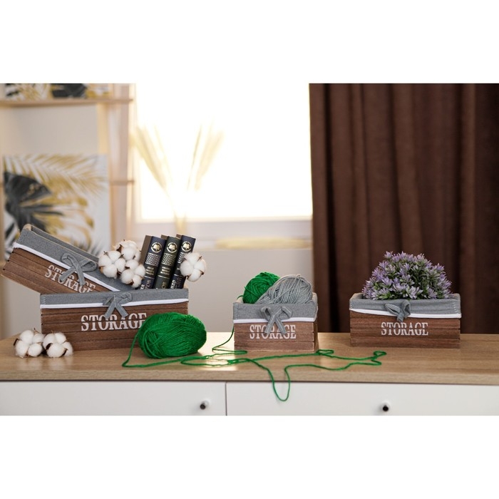 Корзина для хранения Доляна Storage, 15×15×9 см, малая, дерево, цвет коричневый, серый Корзина для хранения Доляна Storage, 15×15×9 см, малая, дерево, цвет коричневый, серый