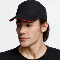 Бейсболка Long Beach, черная с красным