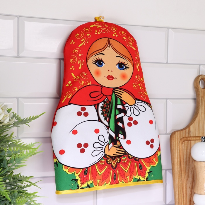 Грелка на чайник &laquo;Матрёшка&raquo;, с платочком