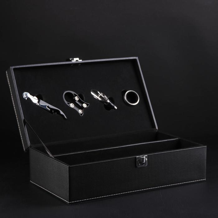 Набор для вина на 2 бутылки Доляна &laquo;Премьер&raquo;, 4 предмета: штопор, пробка, воронка, кольцо