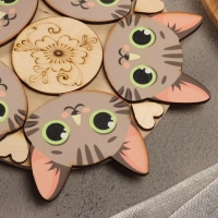 Подставка под горячее "Серый кот", D=12, можжевельник