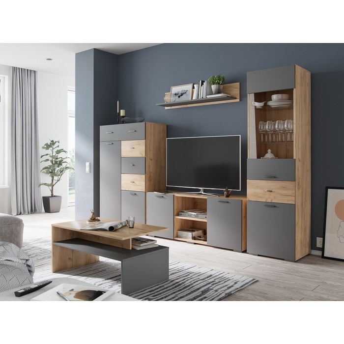 Полка Дублин 1000х196х196 гикори рокфорд/графит серый Полка Дублин 1000х196х196 гикори рокфорд/графит серый