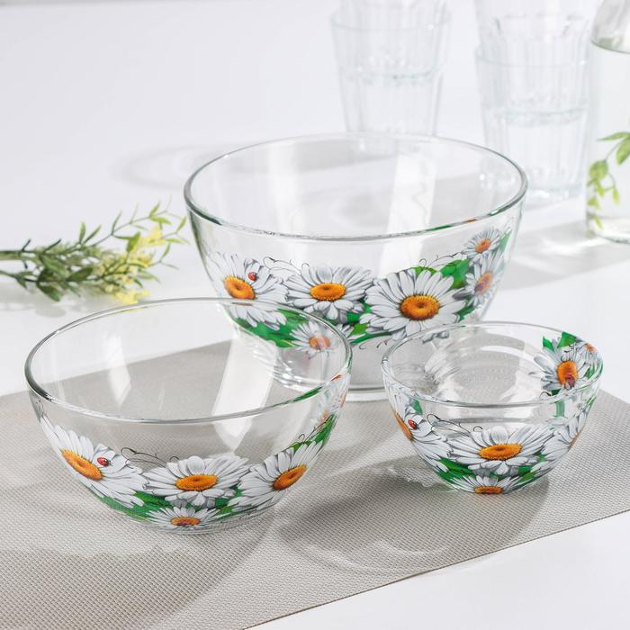 Набор салатников &laquo;Цветник&raquo;, 3 шт: 215 мл, d=11 см; 450 мл, d=15,8 см; 925 мл, d=18,8 см, МИКС