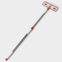 Окномойка с насадкой из микрофибры Raccoon, фиксатор, стальная телескопическая ручка, 28&times;7&times;85(120) см, цвет белый, оранжевый