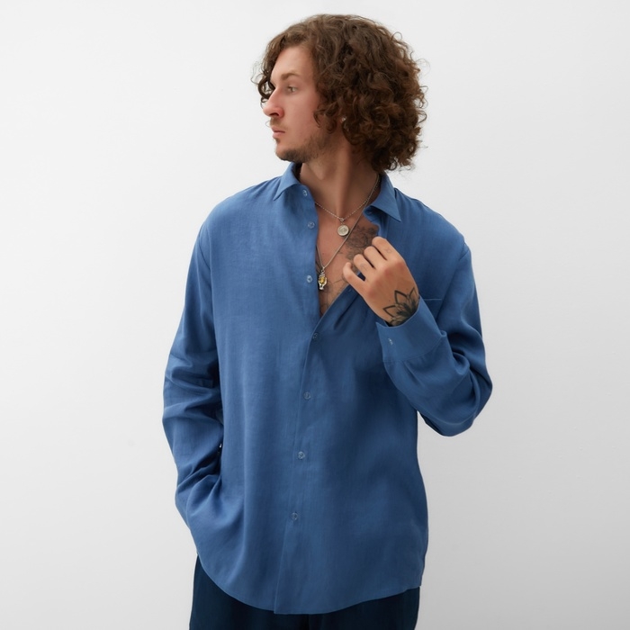 Рубашка мужская с длинным рукавом MIST р.54, синий Рубашка мужская с длинным рукавом MIST р.54, синий
