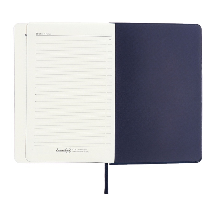 Ежедневник недатированный А5, 160 листов ESCALADA, твердая обложка из искусственной кожи, перфорация, блинтовое тиснение, ляссе, кремовый блок 70г/м2, синий