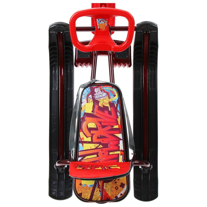 Снегокат &laquo;Тимка спорт 4-1 Граффити&raquo;, ТС4-1/GR, со спинкой и ремнём безопасности, цвет чёрный/бордовый/красный