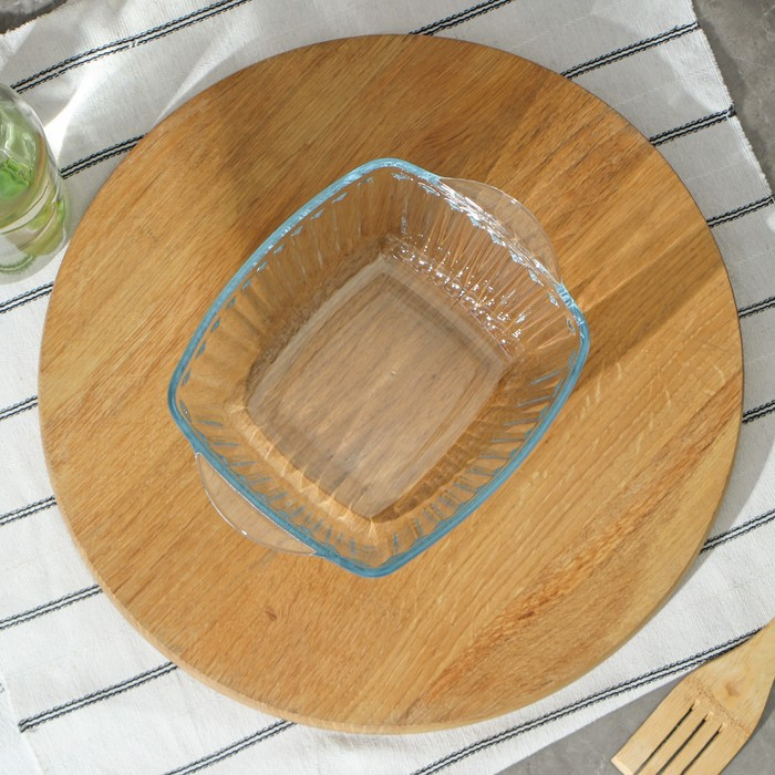 Кастрюля из жаропрочного стекла для запекания Borcam, 1 л, 20,4&times;16 см, рифлёная, с крышкой