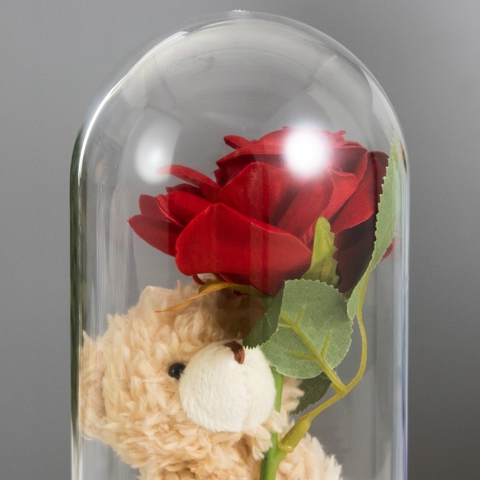 Ночник Ночник "Мишка с цветком" LED от батареек 3хLR44 11х11х21 см