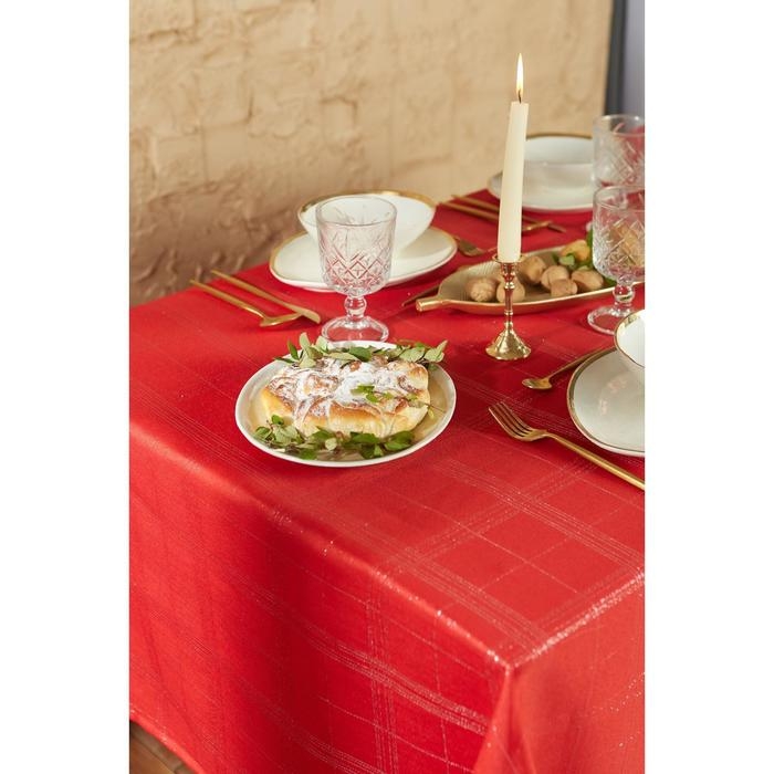 Скатерть Этель "Клетка" цв.серебро, 142*220 +/-3 см, 115 &plusmn;10 гр,100%