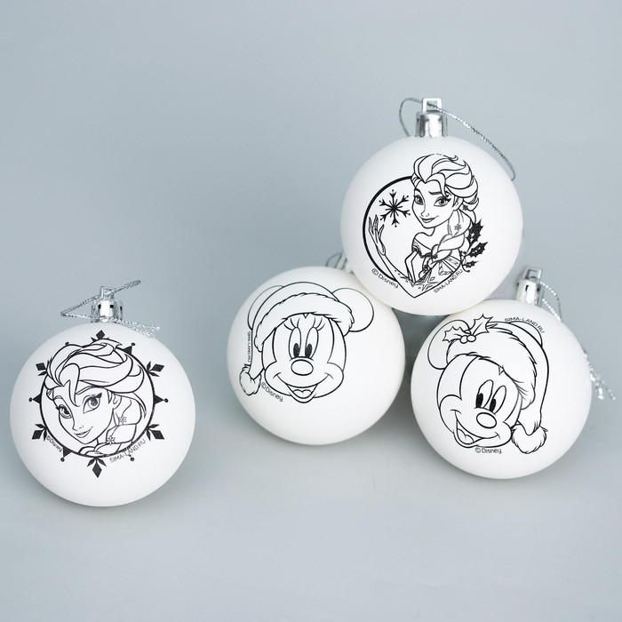 Набор для творчества на Новый год Набор для творчества на Новый год "Новогодний шар под раскраску", 4 штуки 5.5 см, Дисней