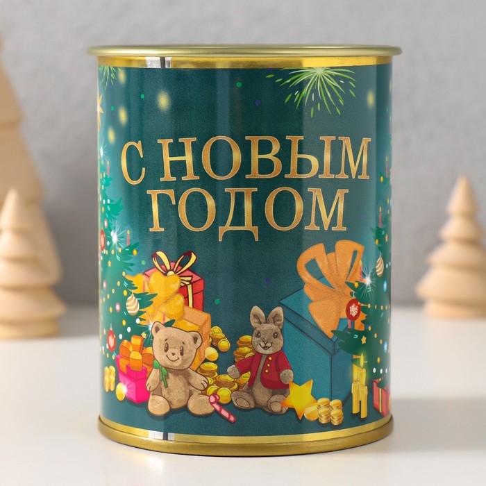 Копилка-банка металл Копилка-банка металл "С новым годом"