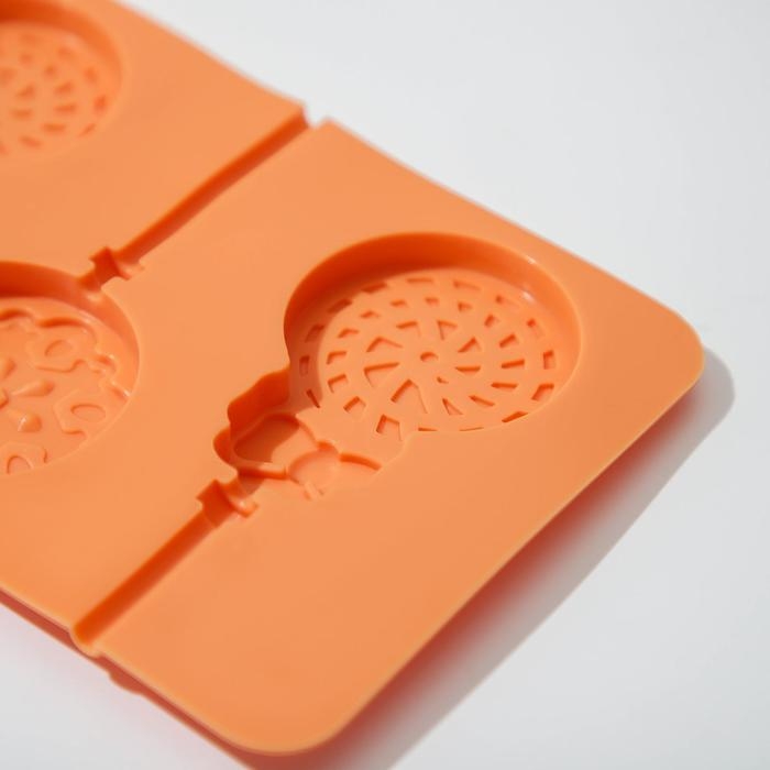 Форма для леденцов Доляна &laquo;Улыбка&raquo;, силикон, 25&times;9,5 см, 5 ячеек, с палочками, цвет МИКС